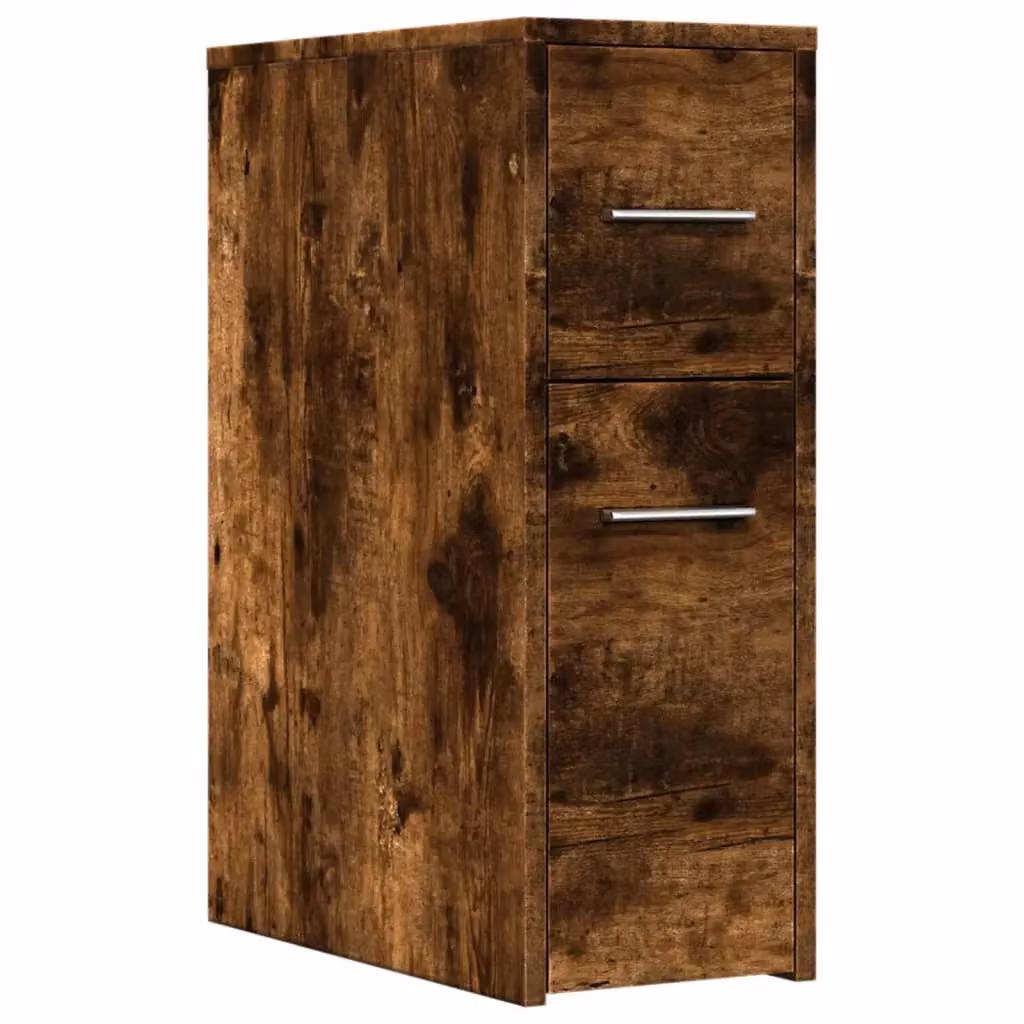 Berkfield Home Narrow Bathroom Cupboard with Wheels in Smoked Oak Brown – 2