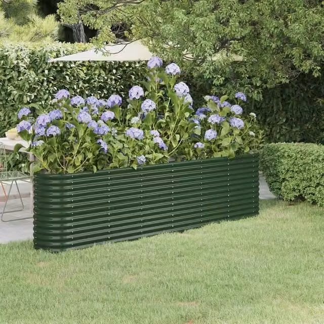 Berkfield Home Garden Raised Bed in Green Powder-coated Steel, W: 260 cm, D: 40 cm, H: 68 cm