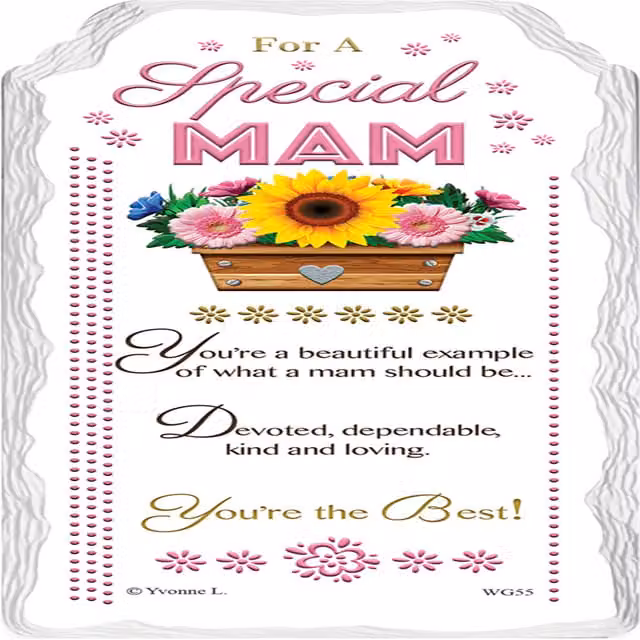 Sensations Handcrafted Ceramic Floral Plaque for Mum, Multicolour, W: 17.5 cm, H: 8.0 cm, D: 1.0 cm