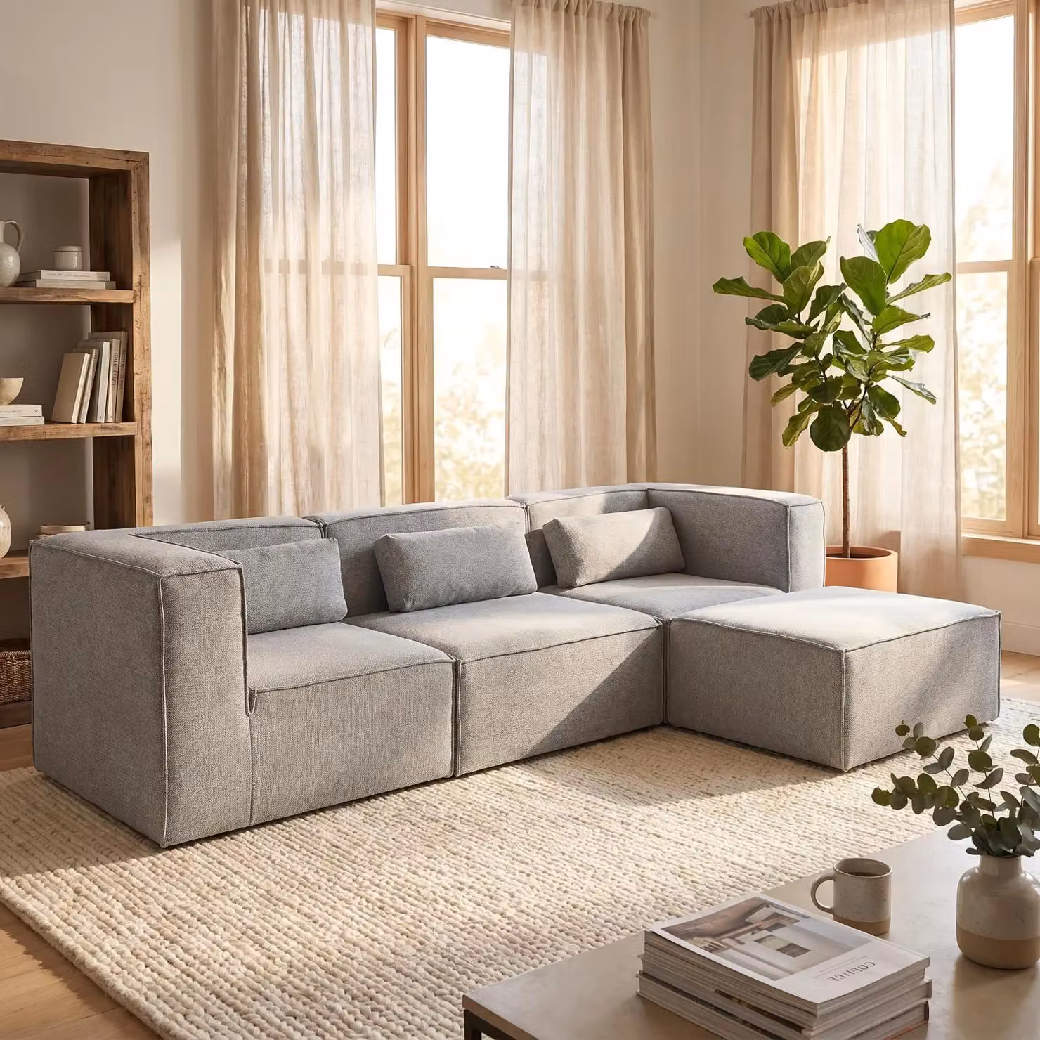 Abakus Direct Doris Reversible L-Shape Corner Sofa in Grey with Fabric Upholstery and Solid Wood Frame – 4