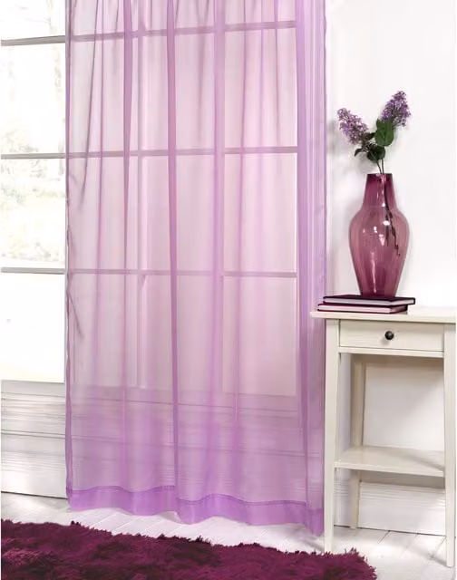 NewEdgeBlinds Plain Purple Transparent Fabric Panel Curtains