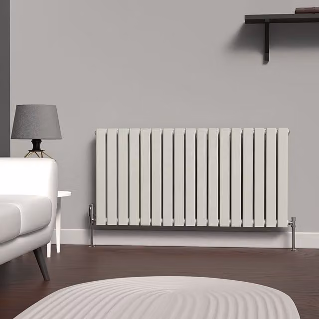 Lux Heat Flat Horizontal Coloured Double Radiator in Dove Grey, W: 119 cm, H: 60 cm