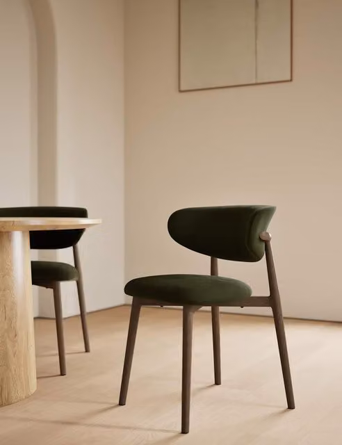 Gallery Direct Set of 2 Arc Modern Velvet Upholstered Dining Chairs in Dark Green