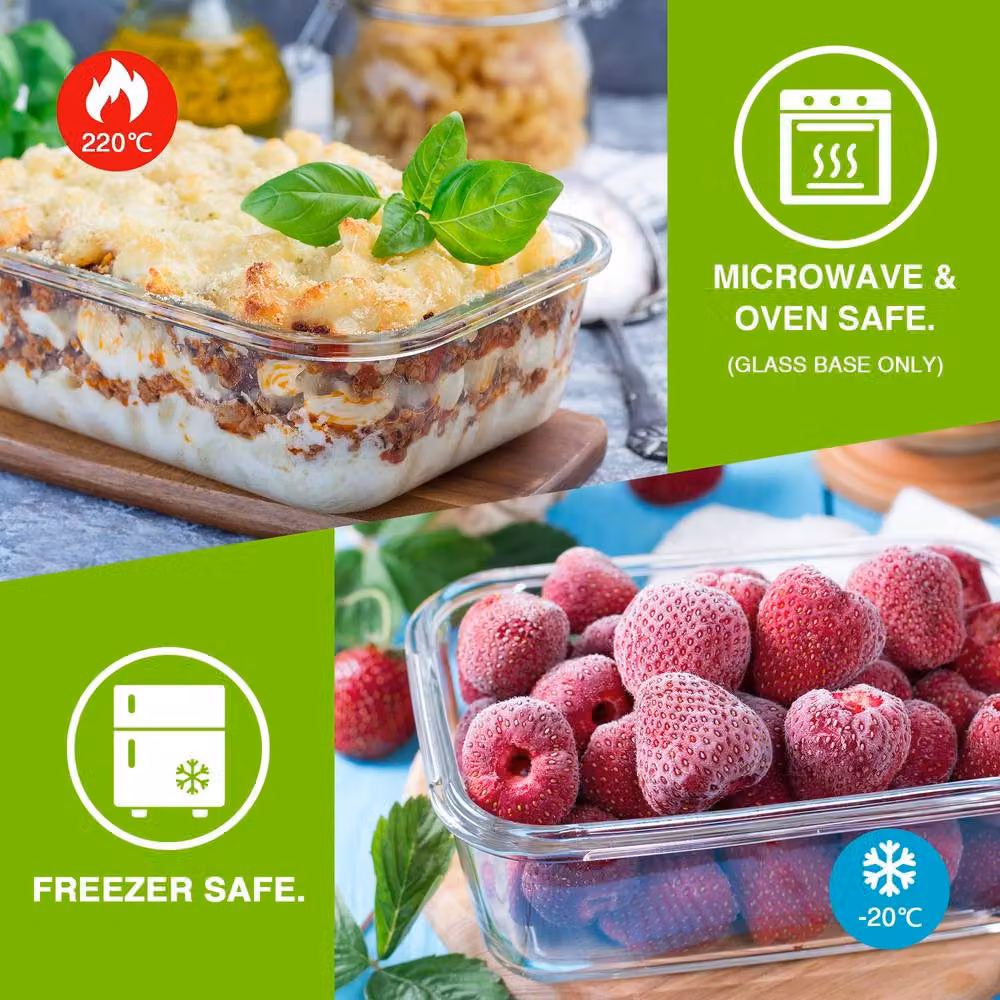 VonShef 12 Piece Glass Meal Prep Food Storage Containers with Airtight Snap Lids, Transparent – 5