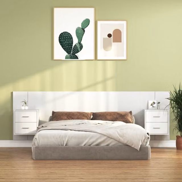 Berkfield Home White Engineered Wood Bed Headboard with Integrated Nightstands and Side Compartments