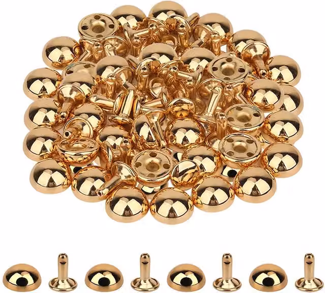 Neel Blue 25-Piece Gold Alloy Bag Feet Rivets Set with 12mm Dome Shaped Feet and 9mm Round Studs – 1