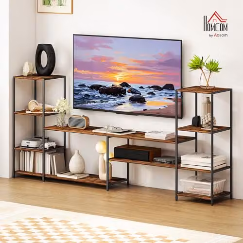 HOMCOM Industrial TV Unit in Brown for Televisions up to 60 Inches – 2
