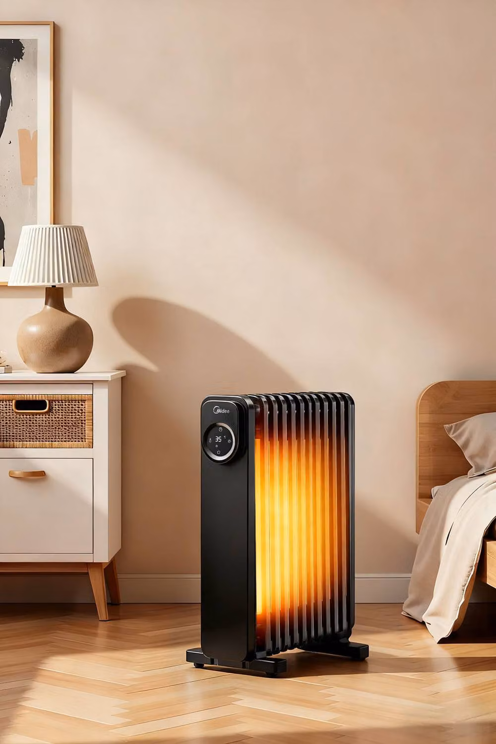 Midea 2.3kW 11-Fin Electric Oil-Filled Radiator with Remote Control and Overheat and Tip Over Protection, Black – 5