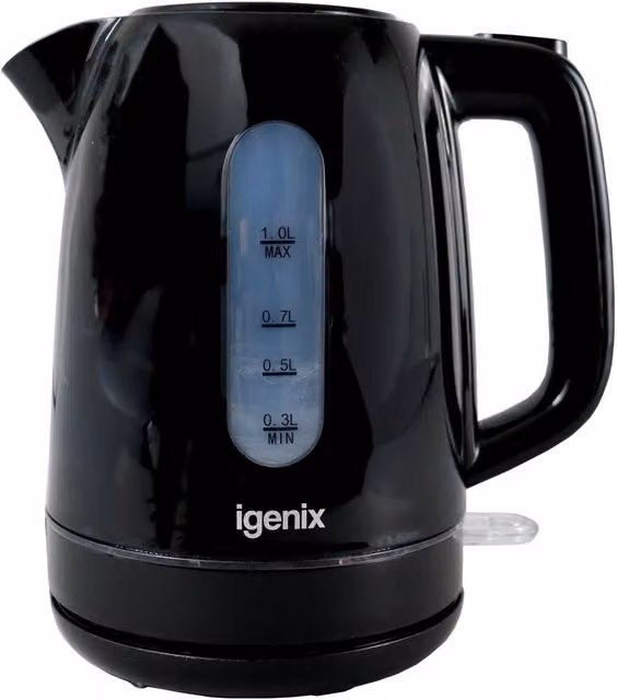 Igenix Cordless Electric Jug Kettle, 1 Litre, 2200 Watt, Black
