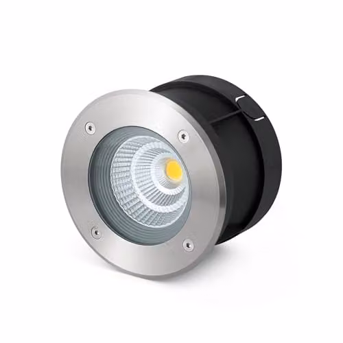 Netlighting Suria LED Outdoor Recessed Ground Spotlight in Grey and Silver with Stainless Steel and Glass, IP67, Saltwater Resistant