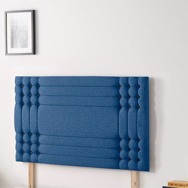 Somnior Beds Ltd Modern Upholstered Velvet Bed Frame in Blue, 140 x 200 cm