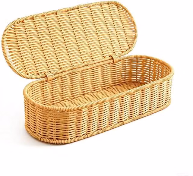 SPETLEK Handwoven Brown Rattan Storage Basket Decor Organizer