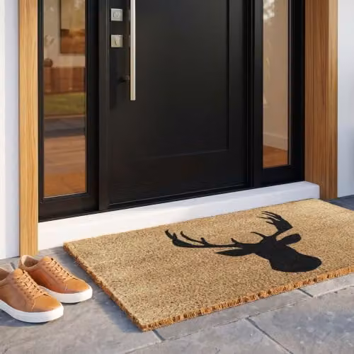 Artsy Mats Stagshead Doormat in Black, Coir with Non-Slip Rubber Backing, W: 60 cm, D: 40 cm – 5