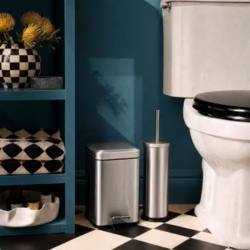 Harbour Housewares 3L Stainless Steel Pedal Bin and Toilet Brush Set in Silver – 2