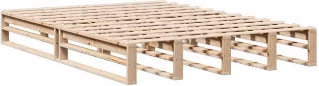 Berkfield Home Modern Solid Wood Pine Bed Frame in Beige, W/D/H: 140 x 200 cm