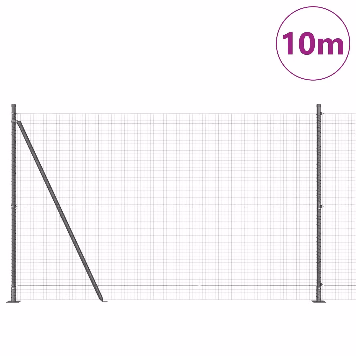 Berkfield Home Set of 2 Grey Galvanised Steel Round Fence Posts – 3
