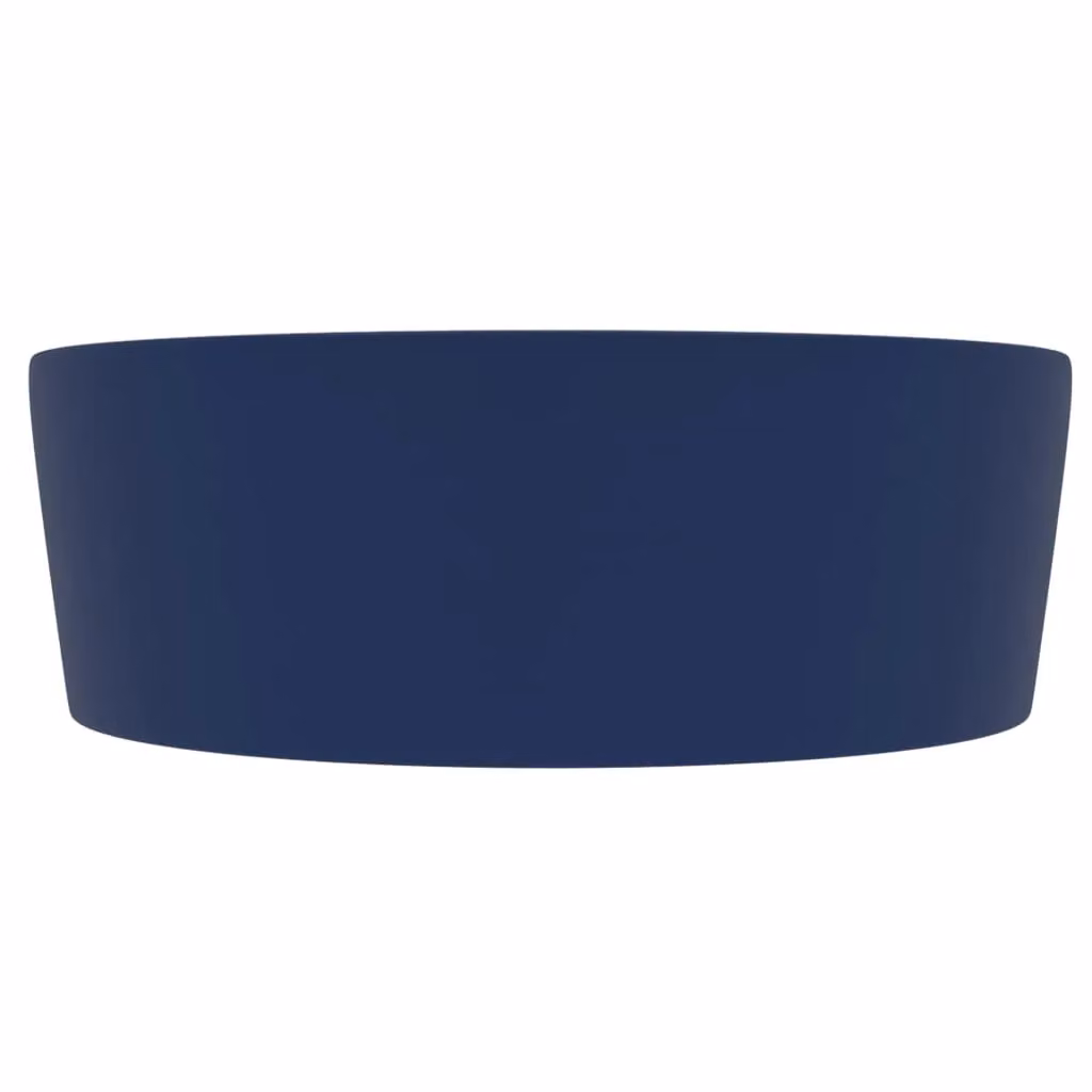 Berkfield Home Luxury Ceramic Round Countertop Wash Basin with Overflow, Matt Dark Blue, W: 36 cm, D: 13 cm – 3