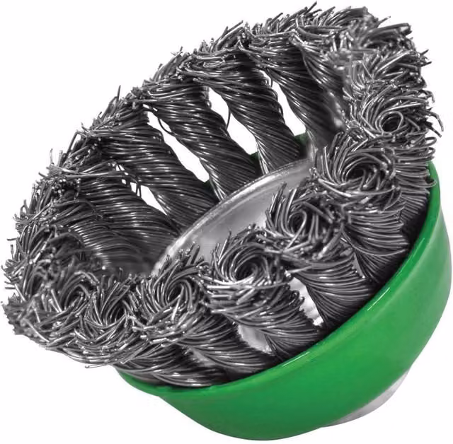 Faithfull Stainless Steel Wire Cup Brush Twist Knot 65mm M14x2, 0.50mm Silver