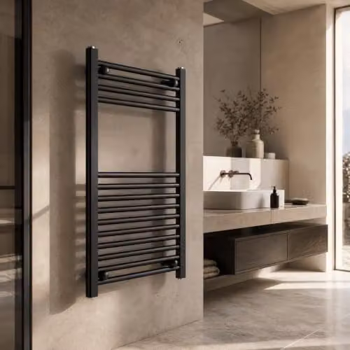 Balterley Anthracite Grey Round Straight Towel Radiator, W: 50 cm, H: 80 cm – 6