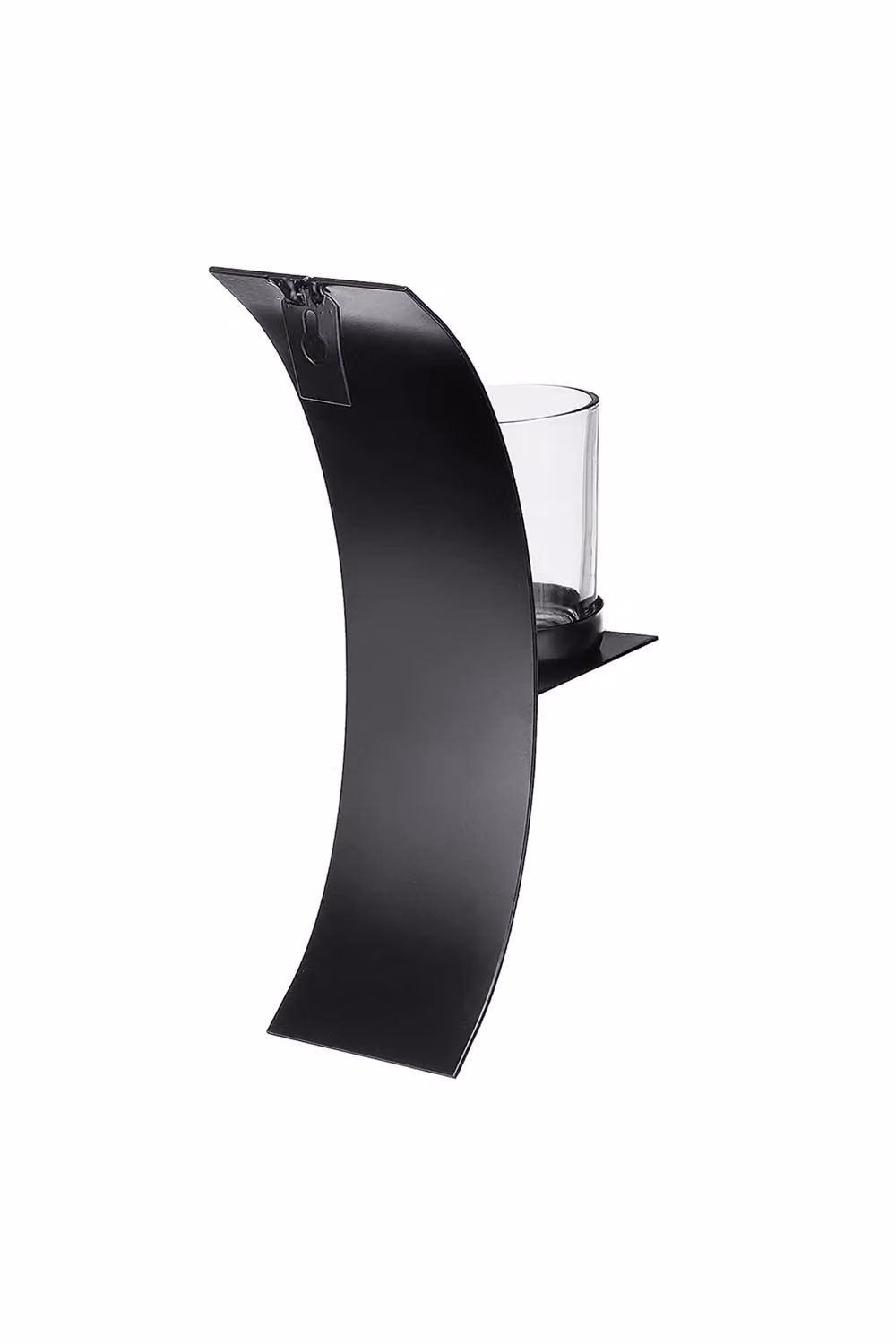Living and Home Set of 2 Black Wall-Mounted Arched Sconce Style Tealight Candle Holders with Transparent Glass Cups – 3