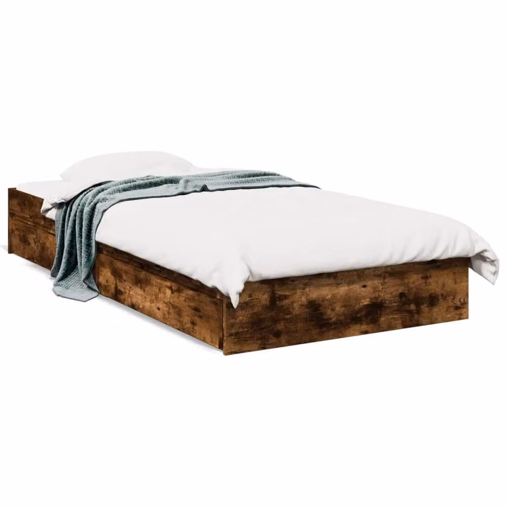 Berkfield Home Modern Bed Frame with Drawers in Smoked Oak Brown, W/D/H: 90 x 200 x 28 cm – 3
