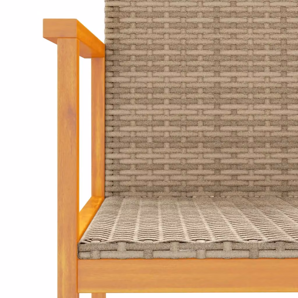 Berkfield Home Set of 2 Beige Poly Rattan and Solid Wood Garden Chairs with Armrests and Cushions – 4
