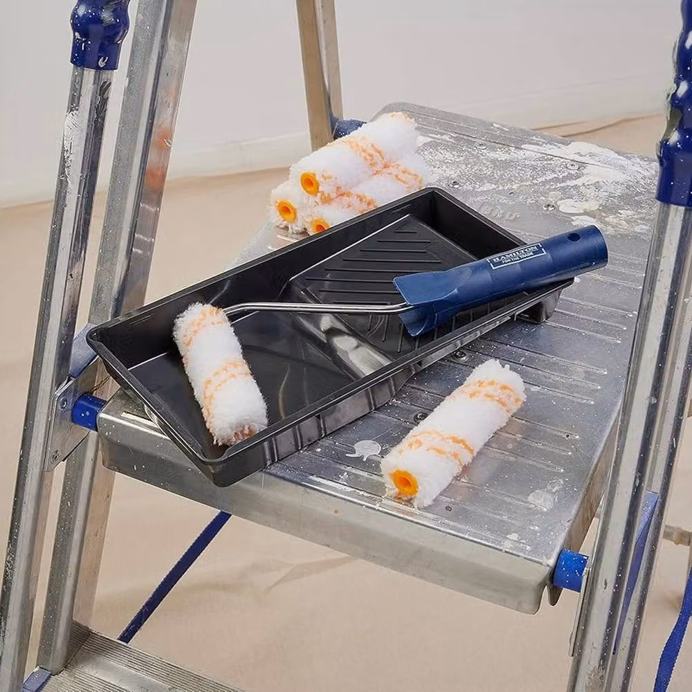 SPETLEK Medium Pile Paint Roller Set with Tray and Frame, White Polyester – 3