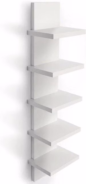 KORVIXA White 5 Tier Wall Mounted MDF Shelf Unit – 1