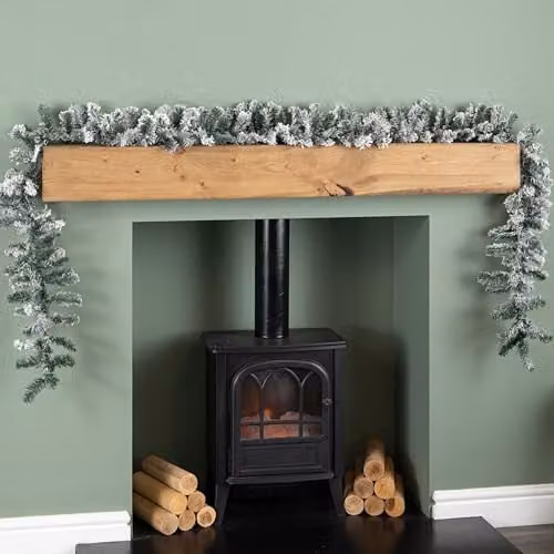 Samuel ALEXANDER Green Snow Flocked Woodcote Christmas Garland