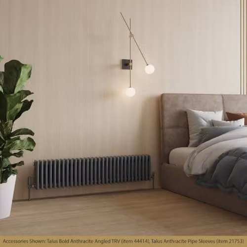 UK Radiators Alpha 4 Column Horizontal Traditional Cast-Iron Style Steel Radiator in Anthracite, W: 1340 mm, H: 300 mm – 3