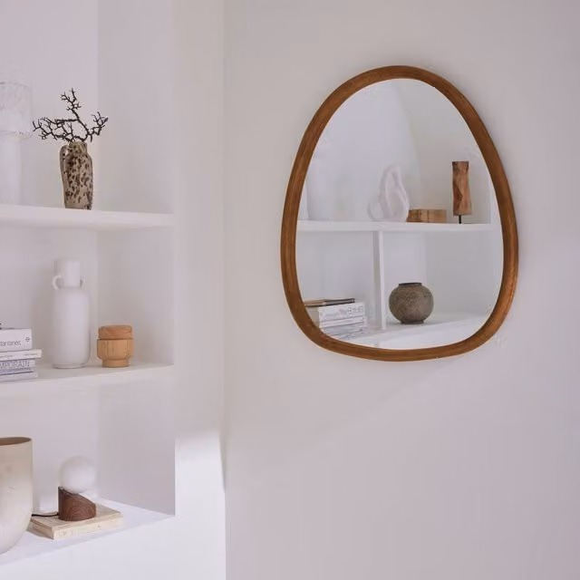 Sweekeek Oval Wooden Wall Mirror in Dark Brown, 75 cm