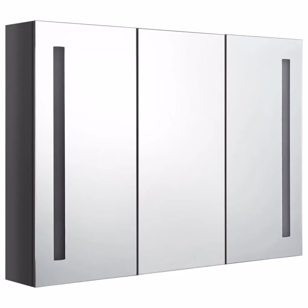Berkfield Home LED Bathroom Mirror Cabinet in Glossy Grey, W/D/H: 89 x 14 x 62 cm – 2