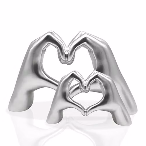 Huhote Modern Heart Hands Sculpture Decor, Silver Minimalist Hand Gesture Statue, Set of 2 – 1