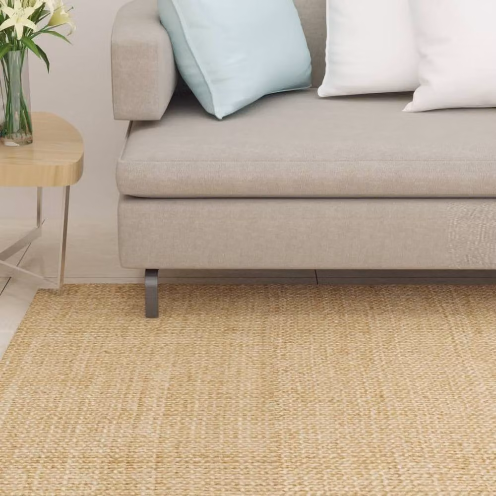 Berkfield Home Natural Sisal Round Rug in Beige and Sand, Diameter: 66 cm