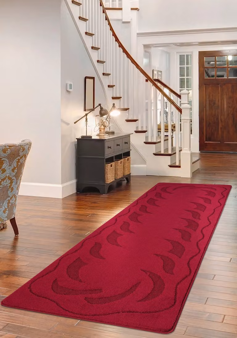 Smart Living Ovalack Non Slip Machine Washable Hallway and Kitchen Door Mat, Red, W: 60 cm, D: 110 cm