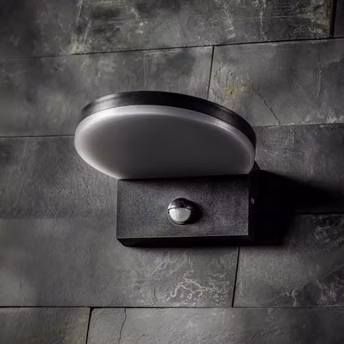 CGC Lighting Aubrey Black Curved LED Outdoor Wall Light with PIR Motion Sensor, 4000k Natural White, IP65 Rated – 5