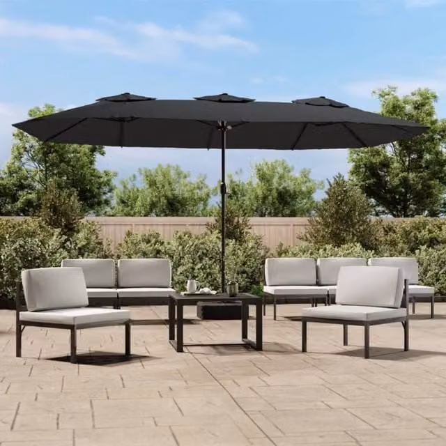 Berkfield Home Double-Head Cantilever Parasol in Anthracite and Black, W: 449 cm, H: 245 cm