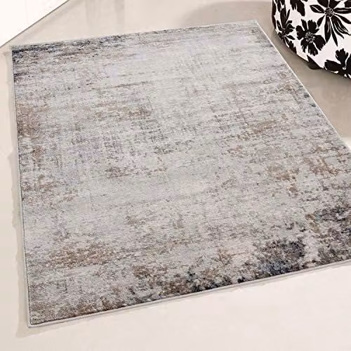 Mynes Home UK Modern Abstract Living Room Rug in Brown and Grey, W: 200 cm, D: 290 cm