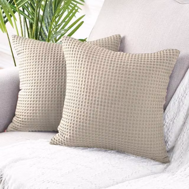 Allure Bath Fashions Hotel Waffle Cushion Covers, 2 Pack, Beige, W/D/H: 50 x 50 x 50 cm