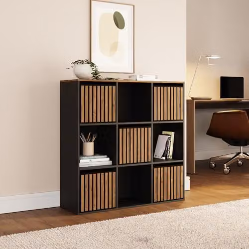 GFW Kube 3x3 Cube Storage Unit in Black and Walnut Effect