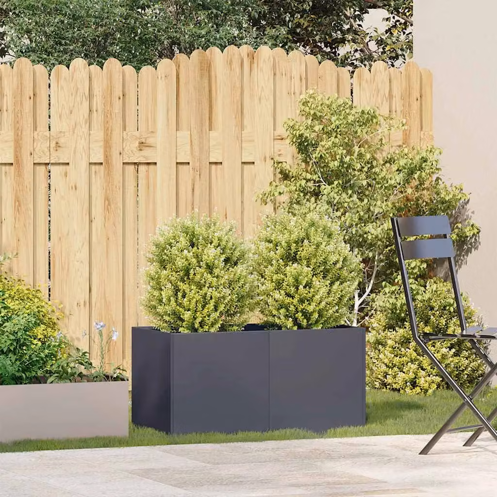 Berkfield Home Anthracite Steel Planter Tub W/D/H: 80 x 40 x 40 cm – 3