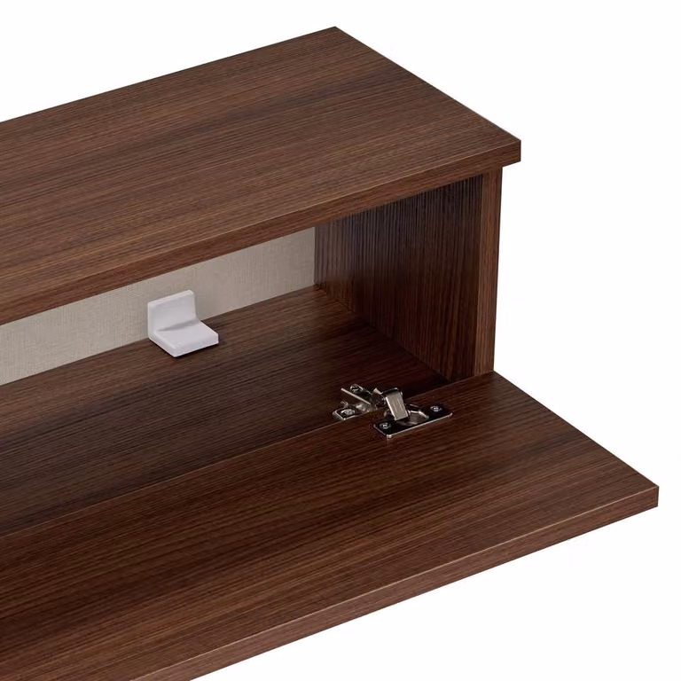 CALICOSY ROY Wall-Mounted TV Unit with 2 Drop-Down Doors in Walnut Brown, Width: 140 cm