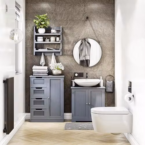 Bath Vida Modern Grey Hanging Bathroom Rack, H 53 x W 50 x D 30 cm – 4