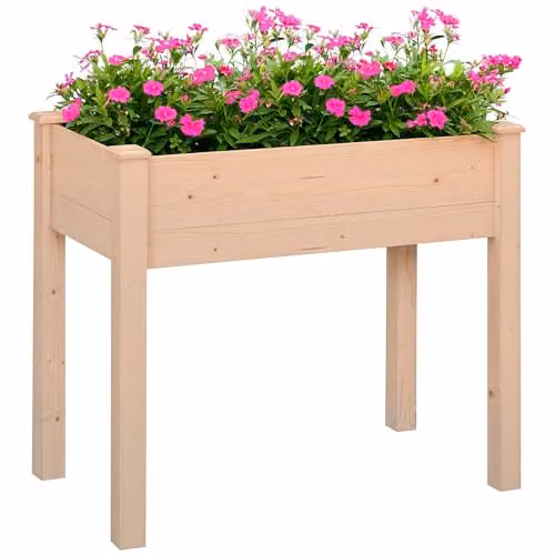 Outsunny Wooden Raised Bed for Herb and Ornamental Gardens, Brown, W: 46 cm, D: 59 cm, H: 76 cm