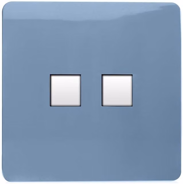 Trendi Switch 2 Gang Cat 3 Telephone Secondary Flush Socket, Blue