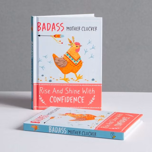 Boxer Gifts Badass Mother Clucker Rise and Shine With Confidence Quote Book in Multicolour and White