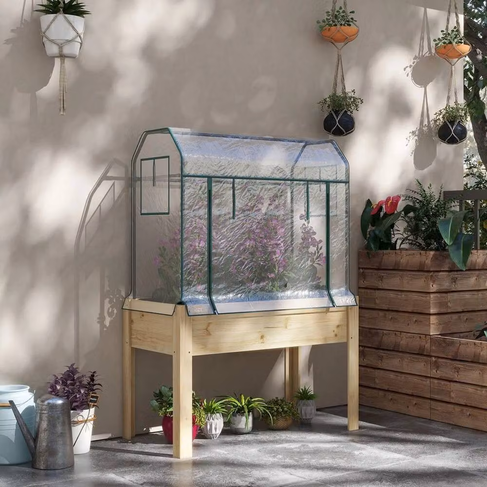 FLAVORA Wooden Raised Planter in Clear, W/D/H: 116 x 109 x 75 cm – 4