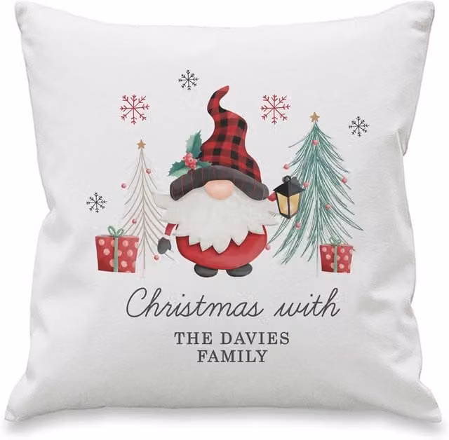 Personalised Memento Company Personalised Gonk Christmas Cushion in White, W/D/H: 40 x 40 x 40 cm