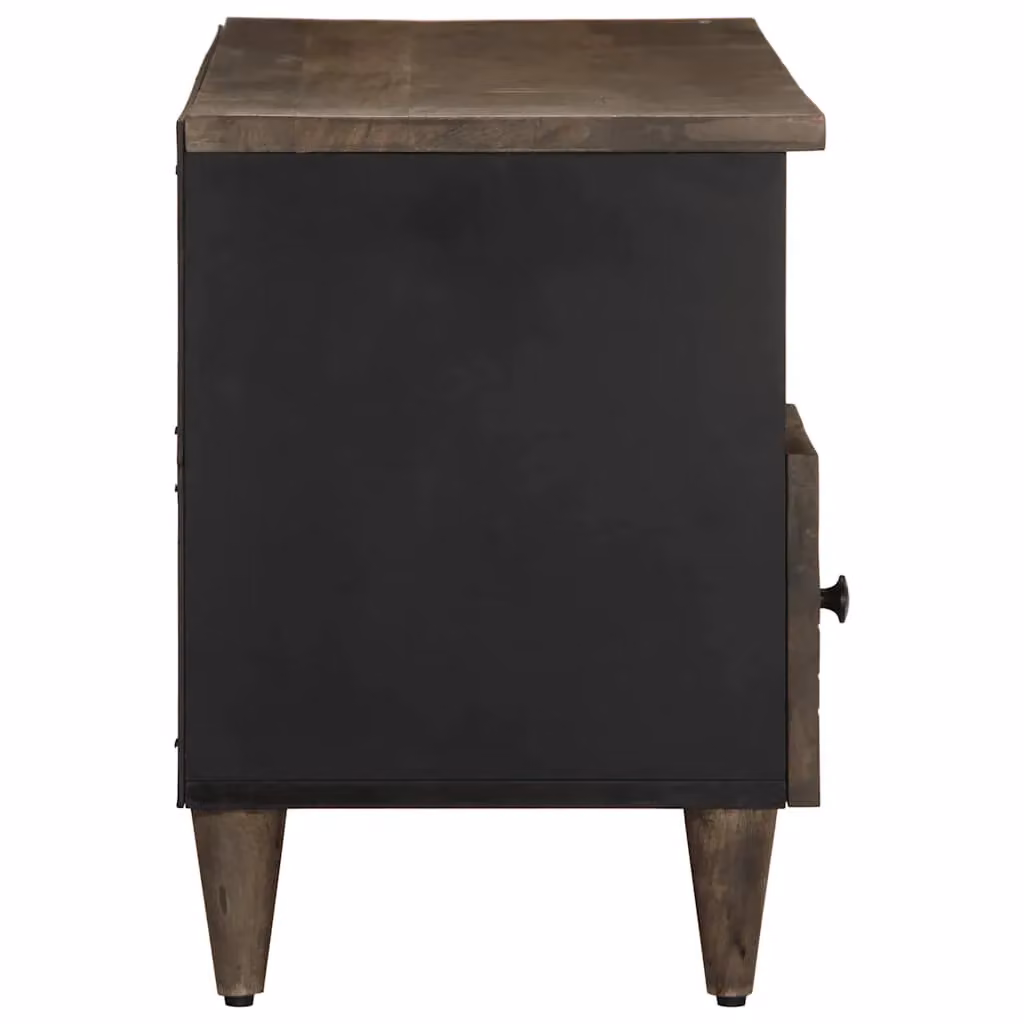 Berkfield Home Mid Century Black Solid Mango Wood TV Cabinet W: 100 cm, D: 33 cm, H: 46 cm – 3
