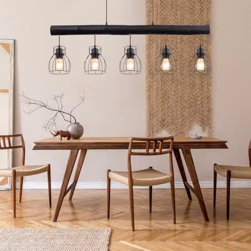 Netlighting Mina Bar Pendant Ceiling Light in Matt Black with 5x E27 Bulbs – 4